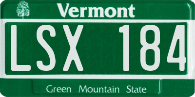 VT license plate LSX184