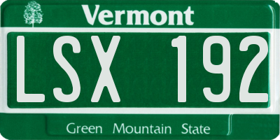 VT license plate LSX192