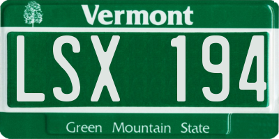VT license plate LSX194