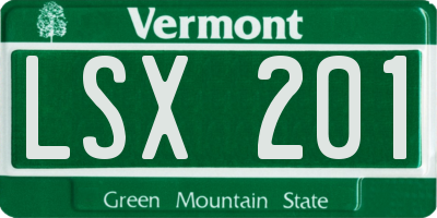 VT license plate LSX201