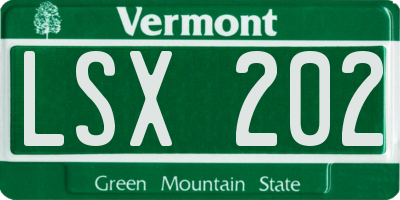 VT license plate LSX202