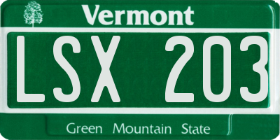 VT license plate LSX203