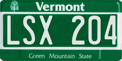 VT license plate LSX204