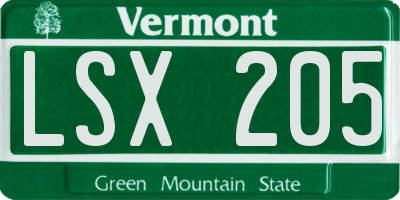 VT license plate LSX205