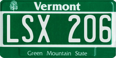 VT license plate LSX206