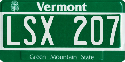 VT license plate LSX207