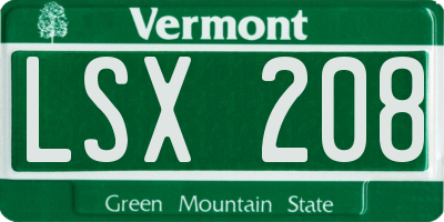 VT license plate LSX208