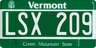 VT license plate LSX209