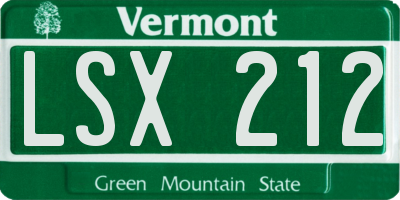 VT license plate LSX212