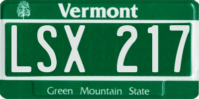 VT license plate LSX217