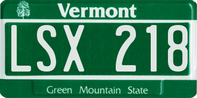 VT license plate LSX218