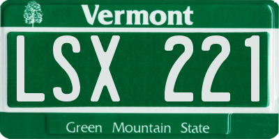 VT license plate LSX221
