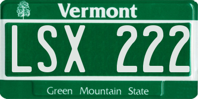 VT license plate LSX222