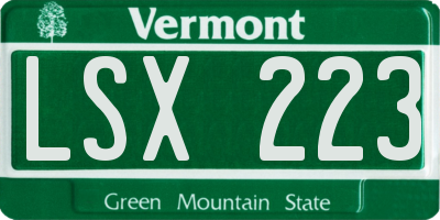 VT license plate LSX223
