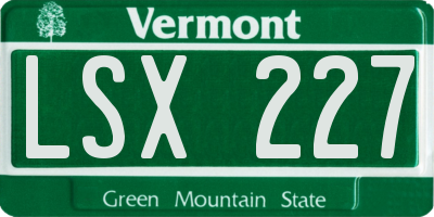 VT license plate LSX227