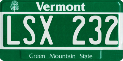 VT license plate LSX232