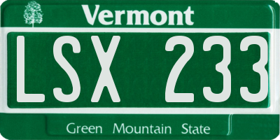 VT license plate LSX233