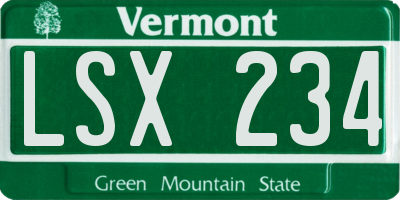 VT license plate LSX234