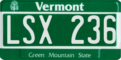 VT license plate LSX236