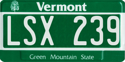 VT license plate LSX239
