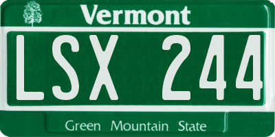 VT license plate LSX244