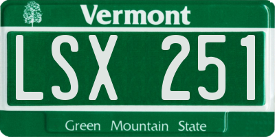 VT license plate LSX251