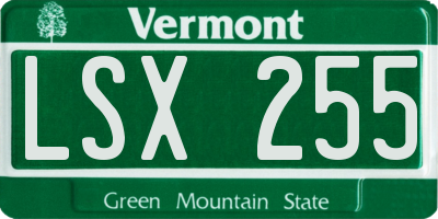 VT license plate LSX255