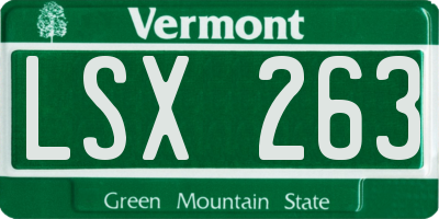 VT license plate LSX263