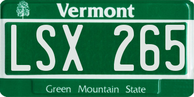 VT license plate LSX265