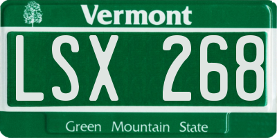 VT license plate LSX268