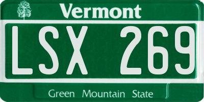 VT license plate LSX269
