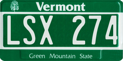 VT license plate LSX274