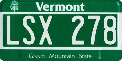 VT license plate LSX278