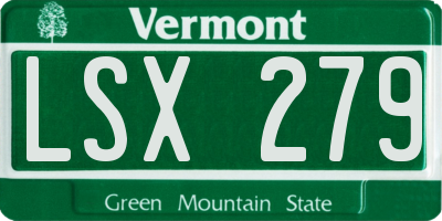 VT license plate LSX279