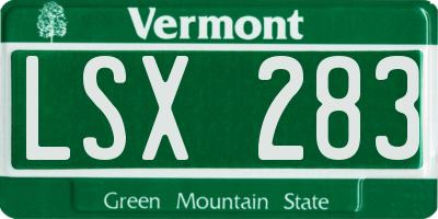 VT license plate LSX283