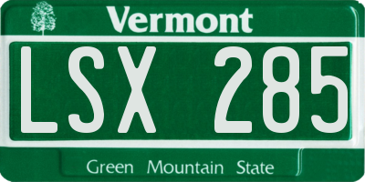 VT license plate LSX285
