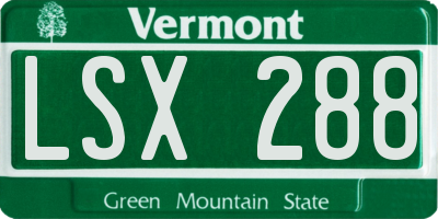 VT license plate LSX288