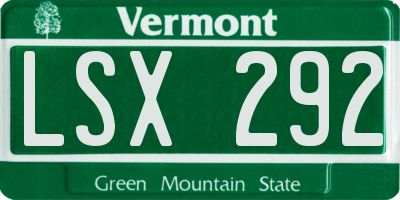 VT license plate LSX292