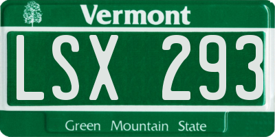 VT license plate LSX293