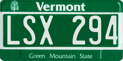 VT license plate LSX294