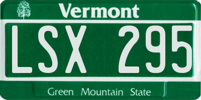 VT license plate LSX295