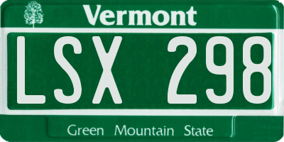 VT license plate LSX298