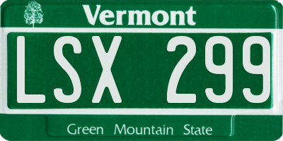 VT license plate LSX299