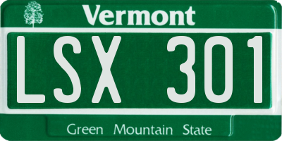 VT license plate LSX301