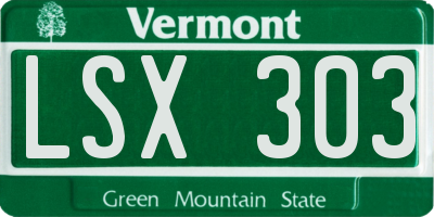VT license plate LSX303
