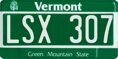 VT license plate LSX307