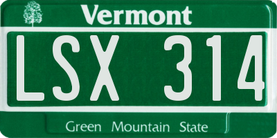VT license plate LSX314