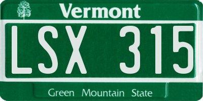 VT license plate LSX315