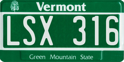 VT license plate LSX316