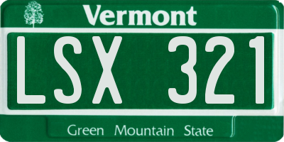 VT license plate LSX321